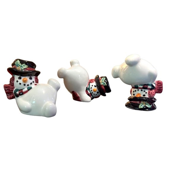 Vtg Fitz and Floyd Snowman Tumblers Ceramic Frosty Top Hat - Picture 2 of 6